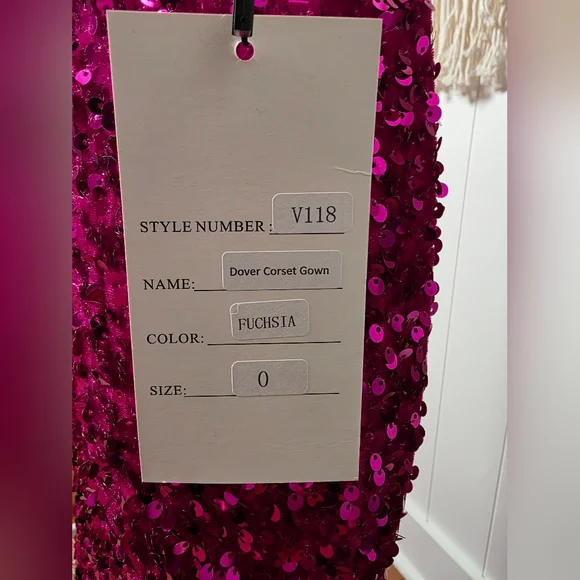 Velvi Dover Corset Gown V118 Fuchsia Sequin Prom Dress Size 0 NWT - Picture 5 of 6